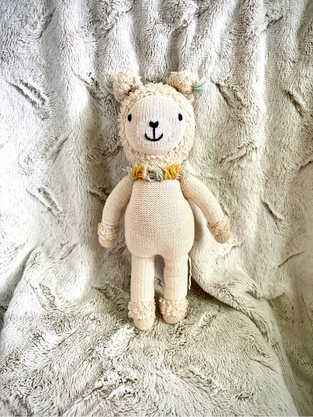 Cuddle + Kind Cream Knit Alpaca Stuffed Animal Plush Toy - Soft Lovey